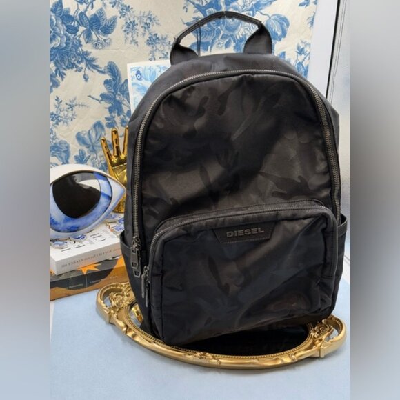 🆕 DIESEL 🧿 NWT Black Camo Nylon Backpack - Unisex - Picture 3 of 15